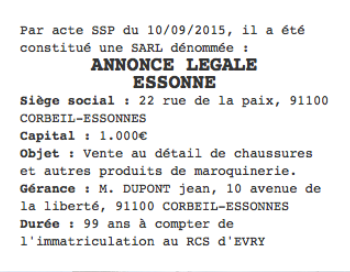 annonce legale essonne